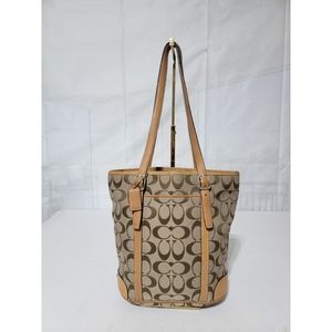 COACH VINTAGE CANVA TOTE SHOULDER BAG BROWN